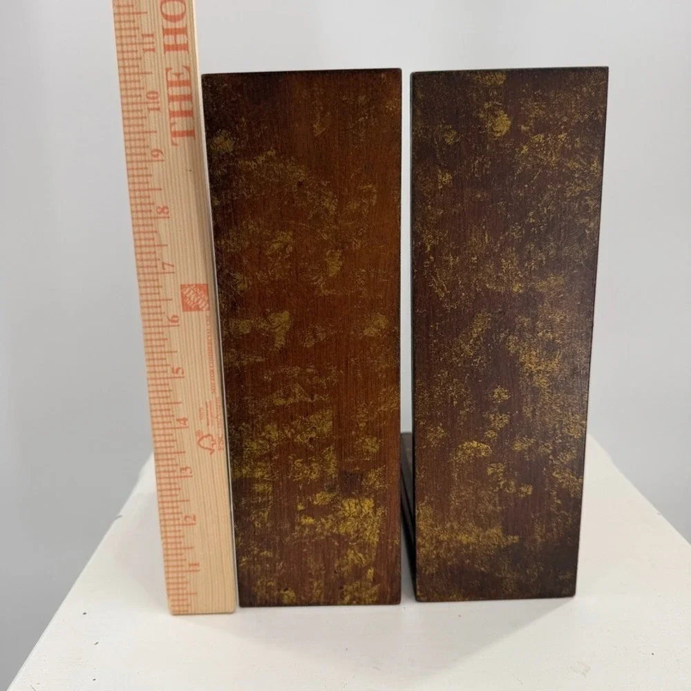 Kirklands Red Gold Bookends Set Ornate Baroque Wood Decorative‎ Shelf Pair